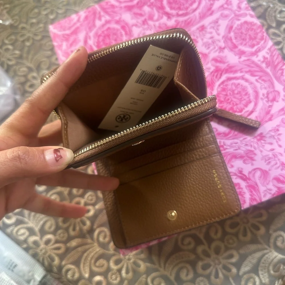 New Tory burch BRITTEN BI FOLD WALLET Moose color
